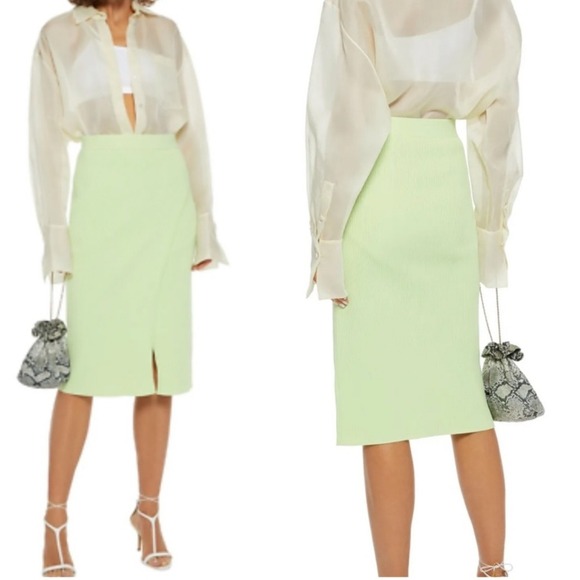 Jonathan Simkhai Jolene Faux‎ Wrap Knit Skirt in Pear Size Medium - Picture 2 of 10